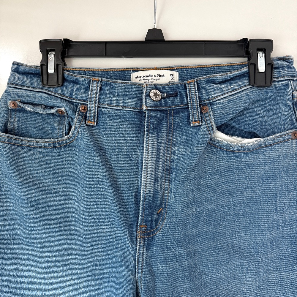 ABERCROMBIE & FITCH | VINTAGE STRAIGHT HIGH RISE DENIM JEANS 26 PETITE XS - Picture 4 of 7